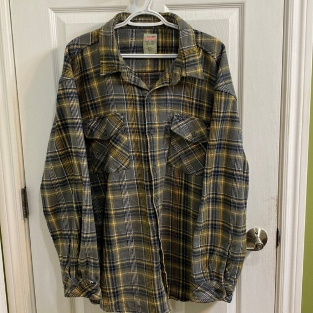 Dickies Vintage Overshirt Men’s size 3XL plaid Flannel Cotton Fall Outdoors
